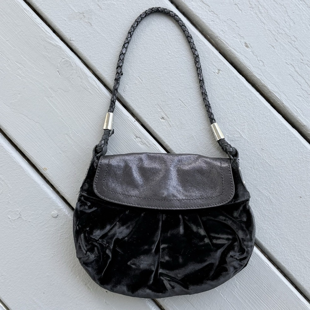 Charles David Black Velvet Dark Femme Evening Bag Whimsigoth Grunge Clutch Purse